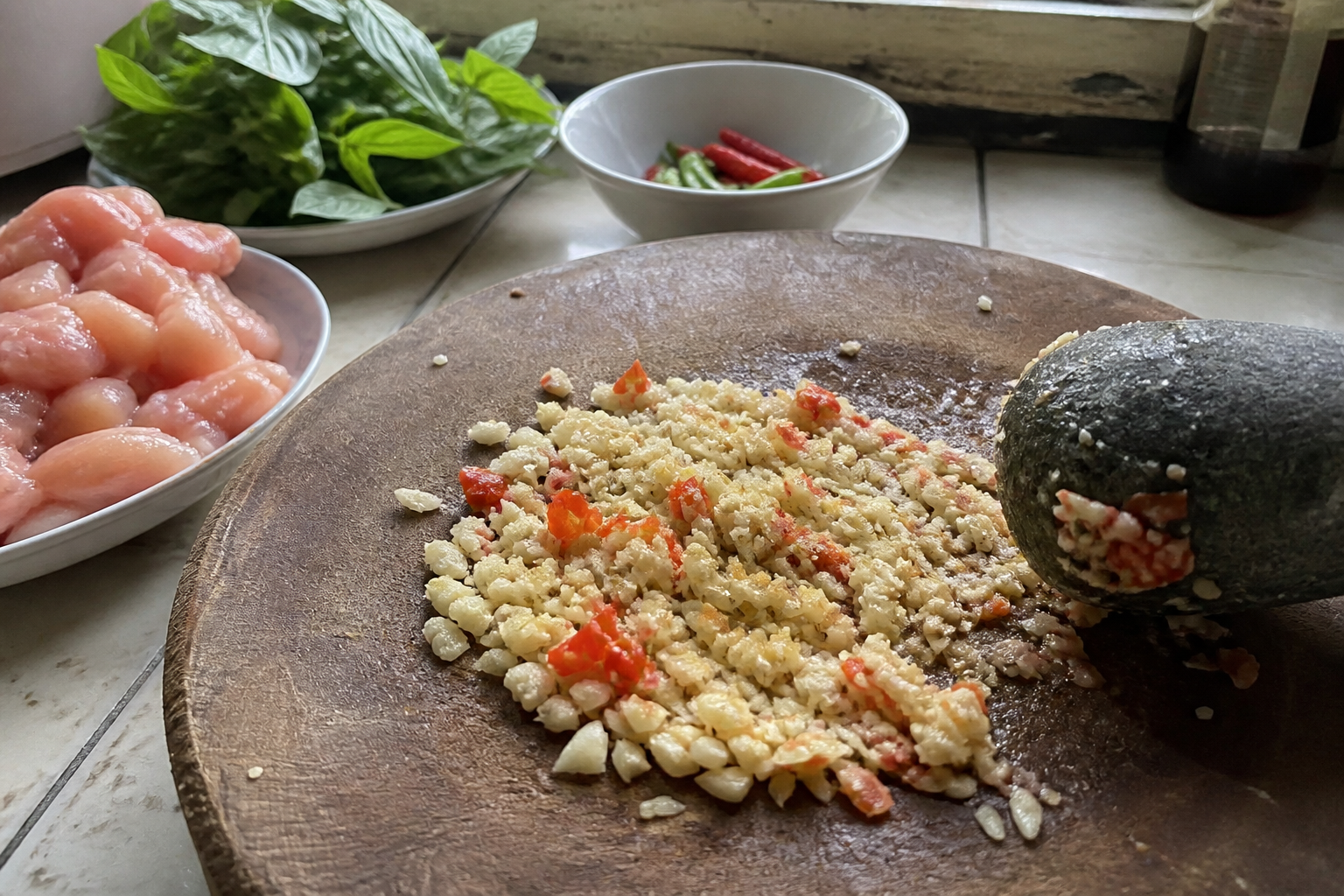 Holy Basil Chicken Stir-Fry (Pad Kra Pao) — step 1