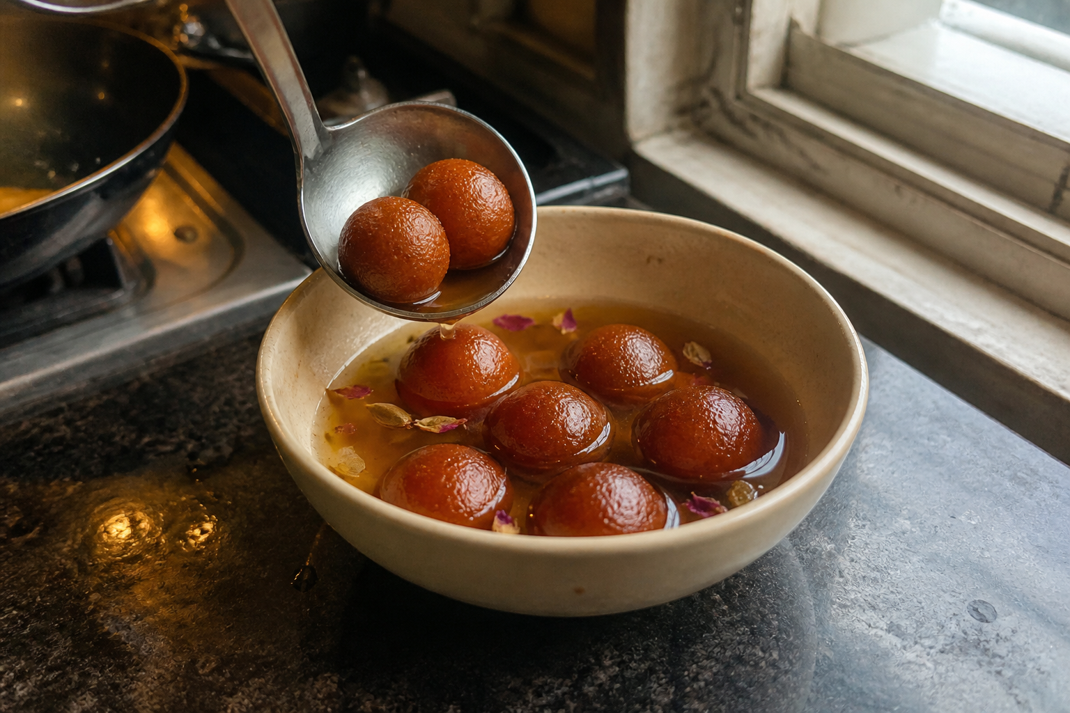 Soft Gulab Jamun in Rose Syrup — step 7